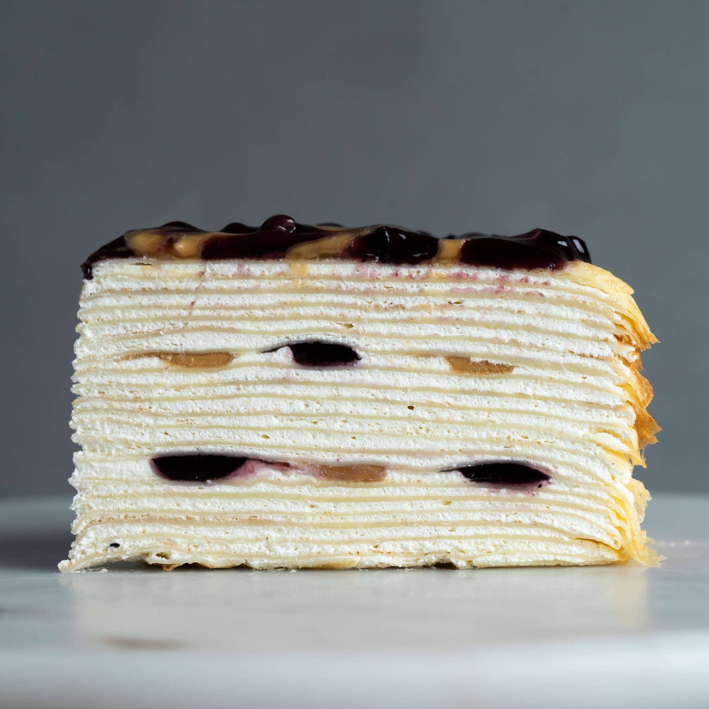 Blueberry & Peanut Butter Mille Crepe Cake 8"