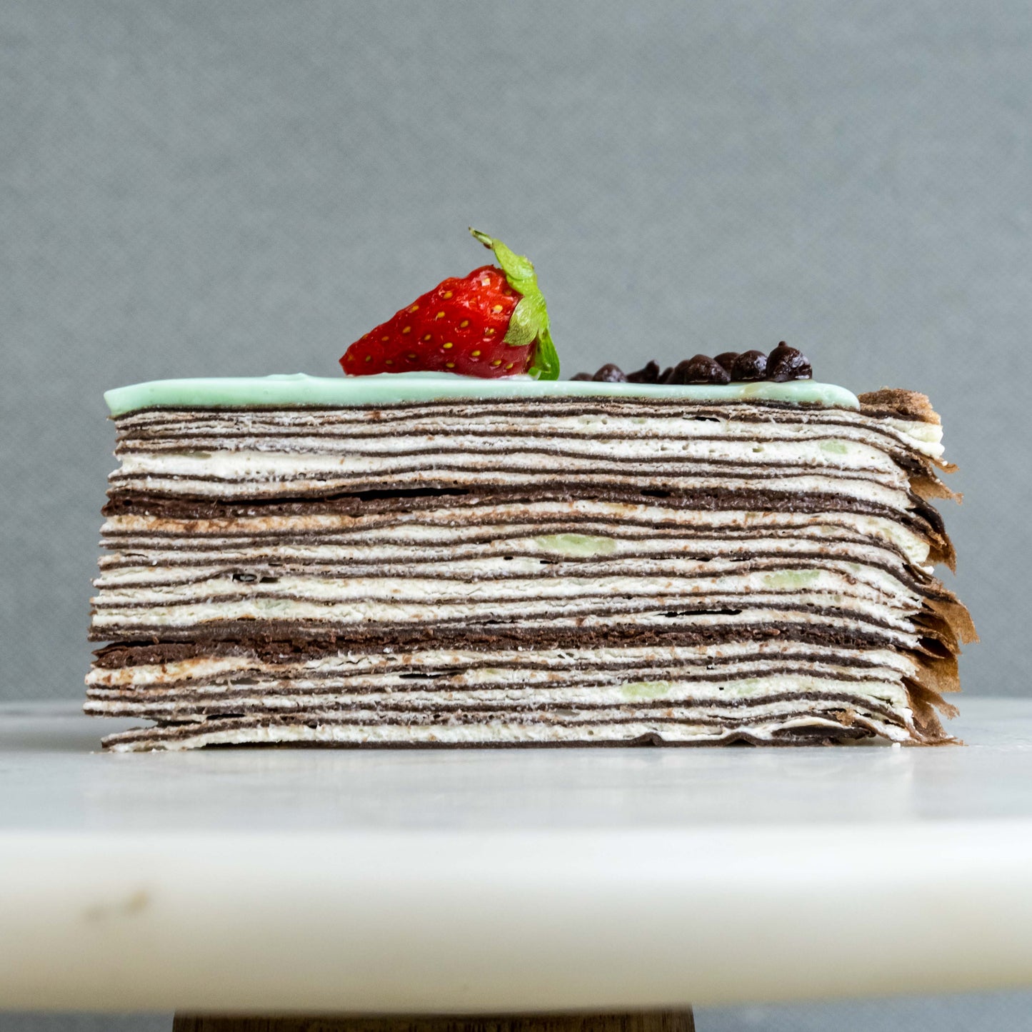 Chocolate Mint Mille Crepe Cake 8"