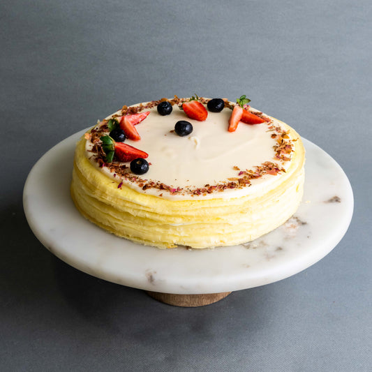 Greek Yogurt Vanilla Mille Crepe Cake 8"