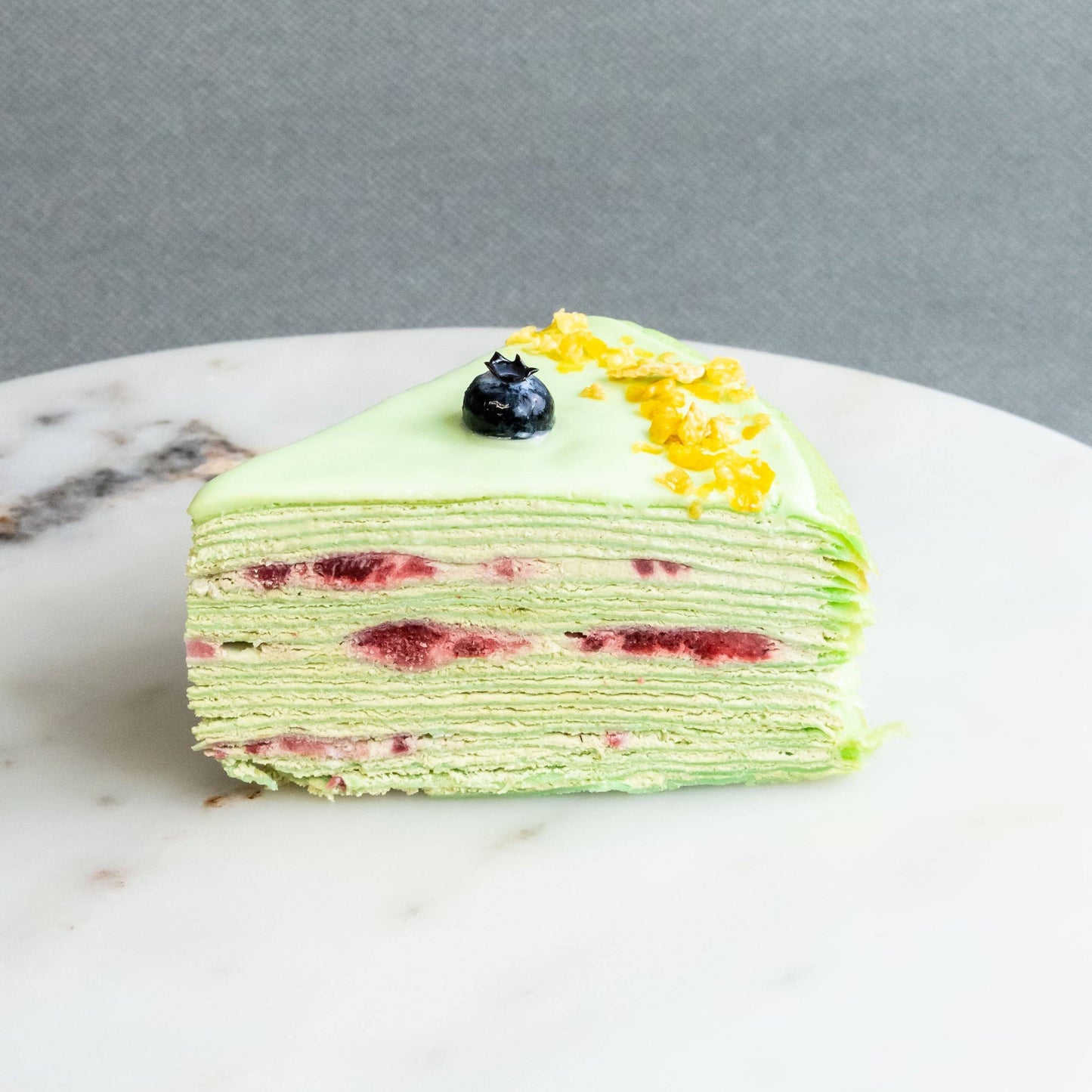 Matcha Strawberry Mille Crepe Cake 8"