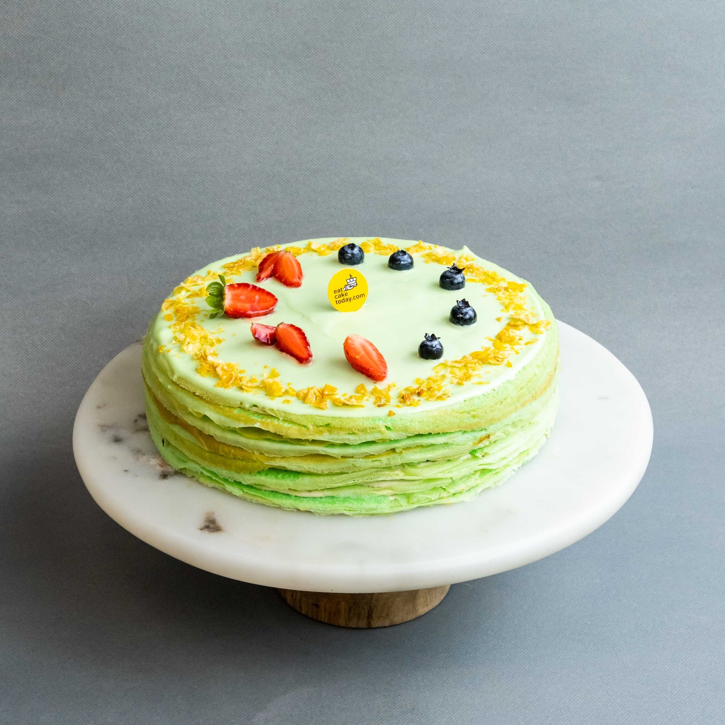 Matcha Strawberry Mille Crepe Cake 8"