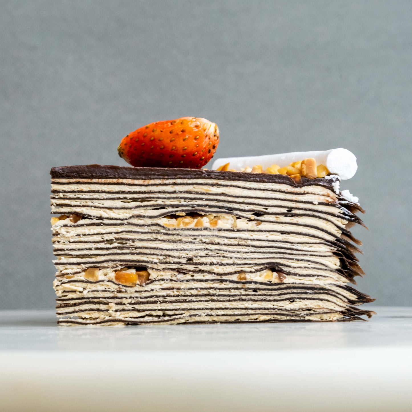 Peanut Chocolate Mille Crepe Cake 8"