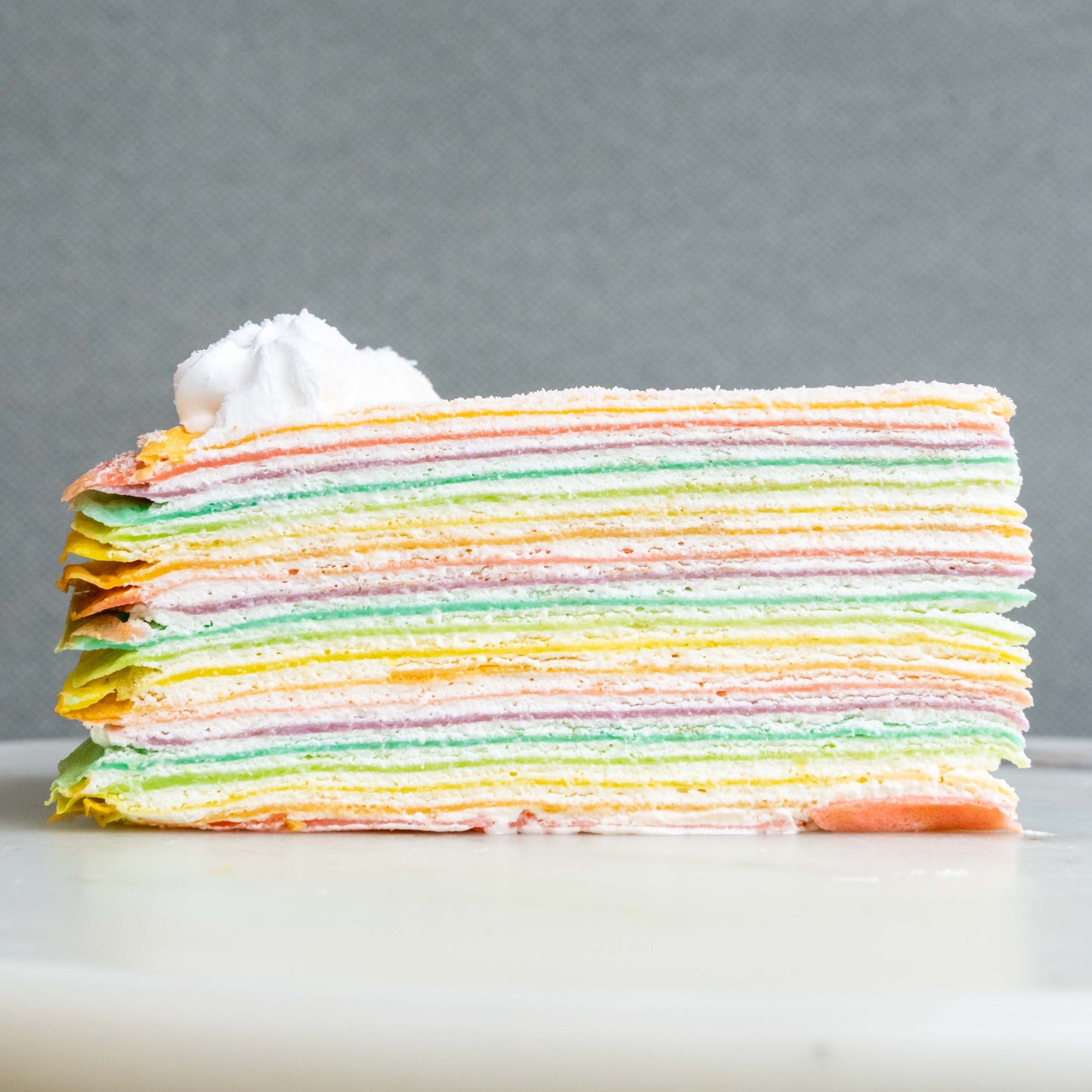 Rainbow Vanilla Mille Crepe Cake 8"