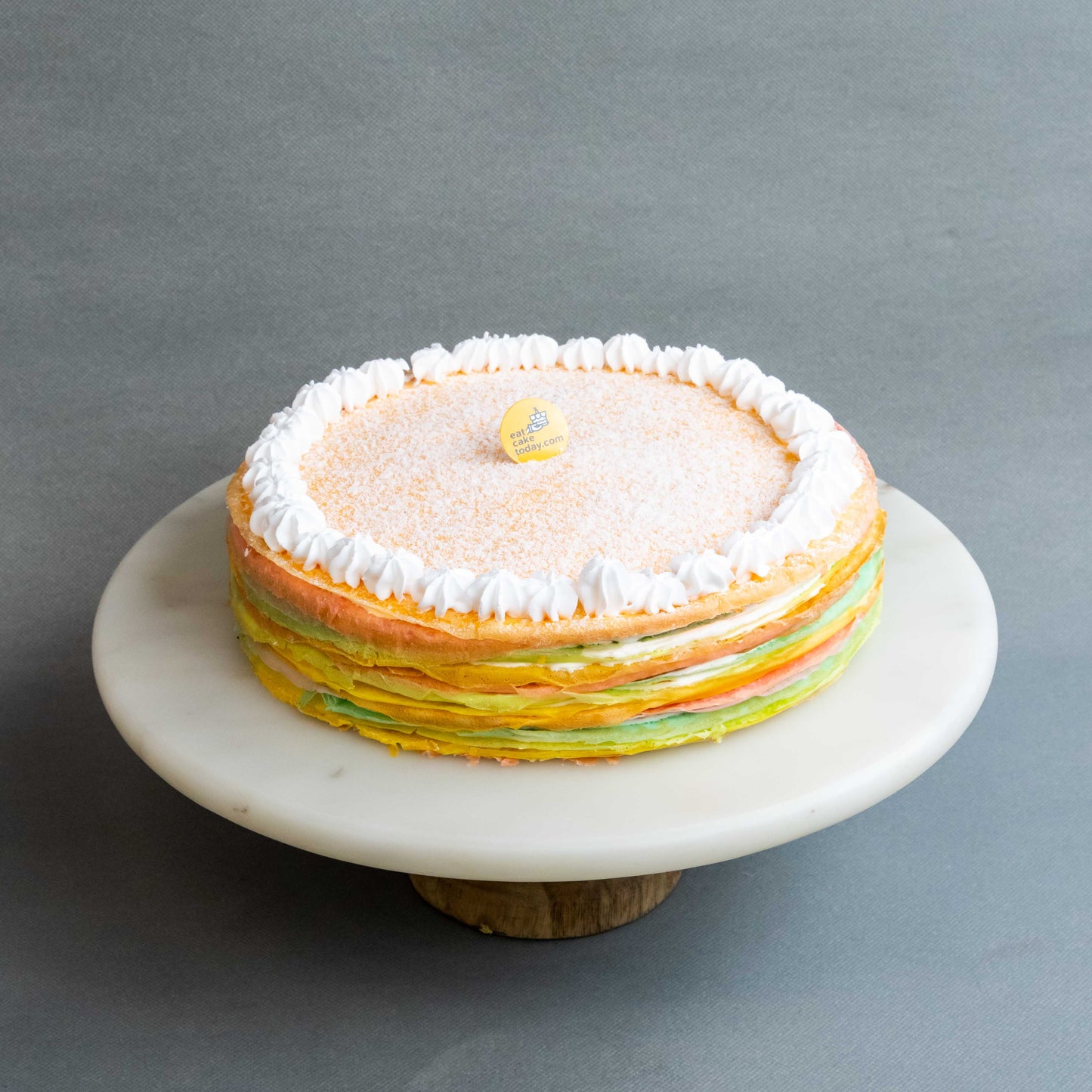 Rainbow Vanilla Mille Crepe Cake 8"