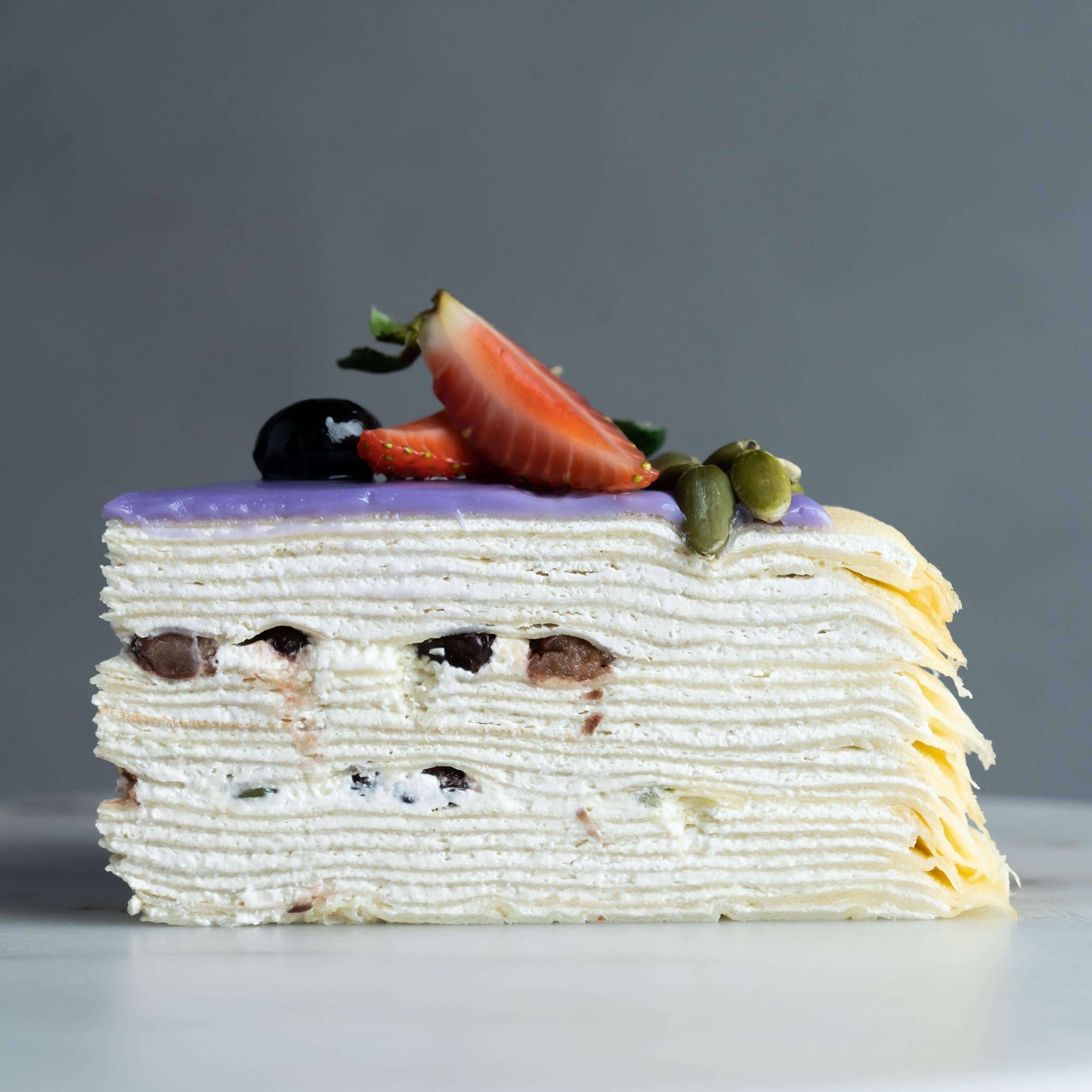 Yam, Red Bean & Pumpkin Seed Mille Crepe Cake 8"